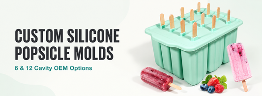 Custom silicone popsicle molds with 6-cavity and 12-cavity OEM options.