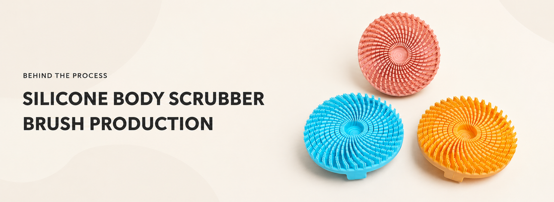 Silicone body scrubber brush with high-and-low bristles and anti-slip hand strap