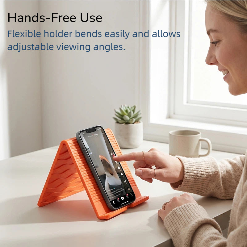 Adjustable Silicone Foldable Phone Holder – Portable Bendable Stand for Desk, Travel & Hands-Free Use