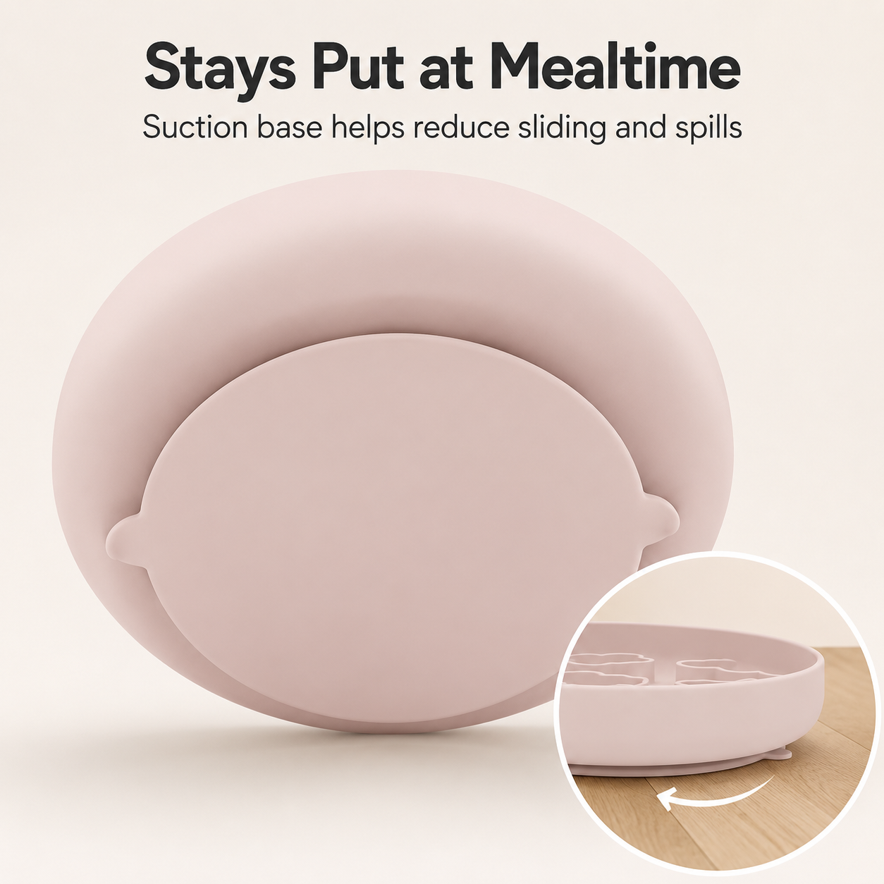 Sakura pink silicone pet slow feeder bowl with suction base to help reduce sliding and spills at mealtime