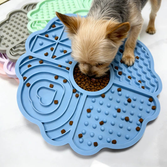 Flower-Shaped Pet Lick Mat with Suction Cups | Slow Feeder Silicone Treat Mat for Dogs & Cats