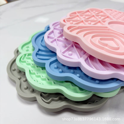 Flower-Shaped Pet Lick Mat with Suction Cups | Slow Feeder Silicone Treat Mat for Dogs & Cats