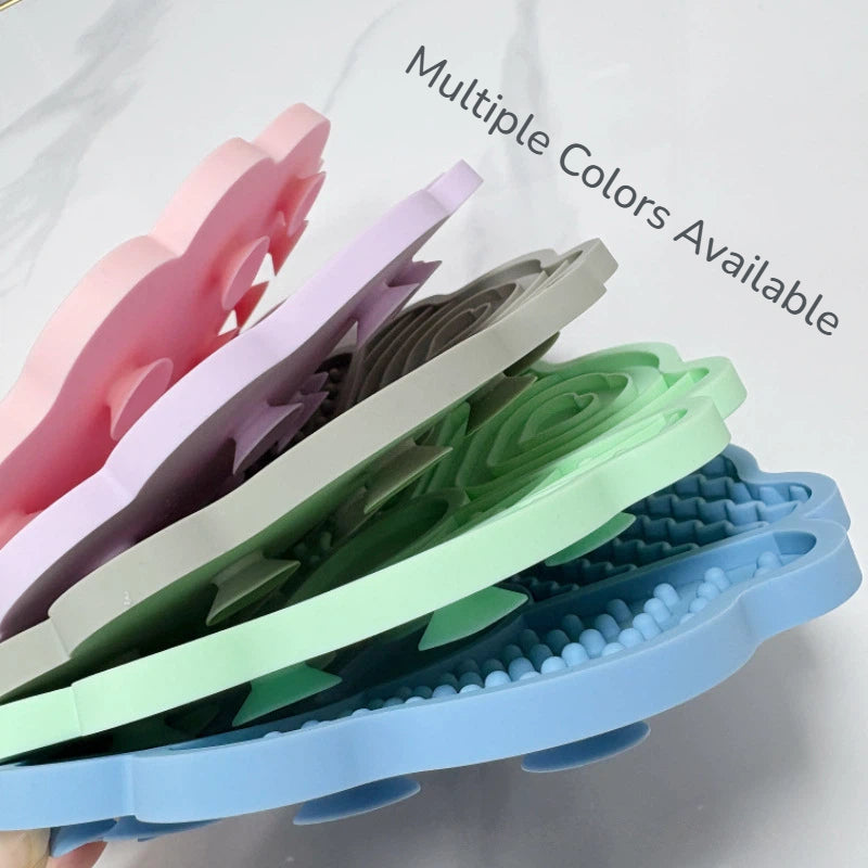 Flower-Shaped Pet Lick Mat with Suction Cups | Slow Feeder Silicone Treat Mat for Dogs & Cats