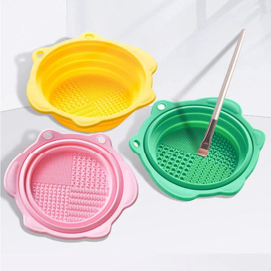 Foldable Silicone Makeup Brush Cleaning Bowl, Custom Colors Available