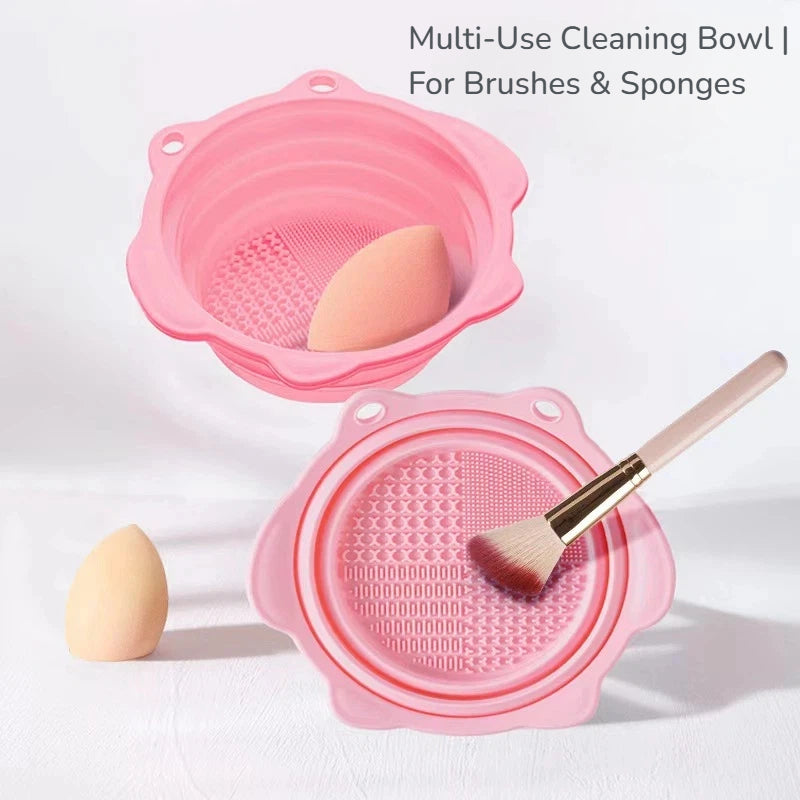 Foldable Silicone Makeup Brush Cleaning Bowl, Custom Colors Available