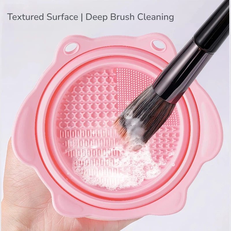 Foldable Silicone Makeup Brush Cleaning Bowl, Custom Colors Available