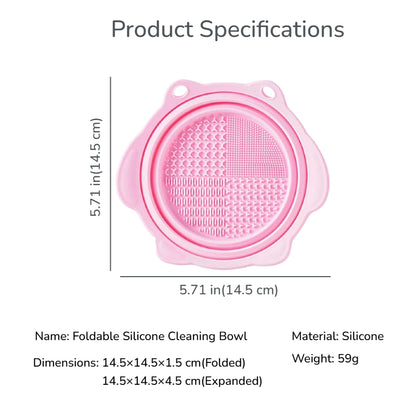 Foldable Silicone Makeup Brush Cleaning Bowl, Custom Colors Available