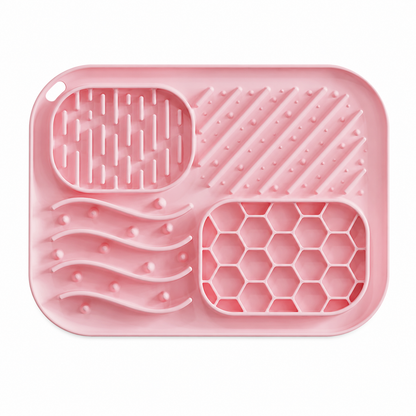 Pink multifunctional silicone slow feeder and lick mat
