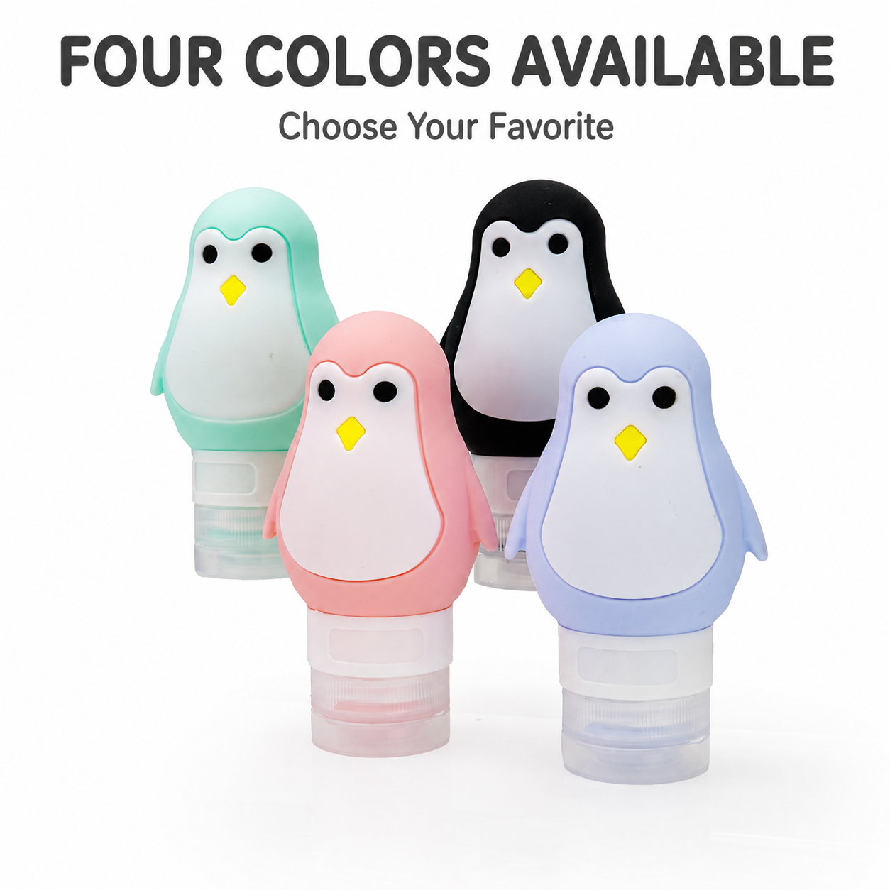 90ml penguin travel squeeze bottles available in four colors