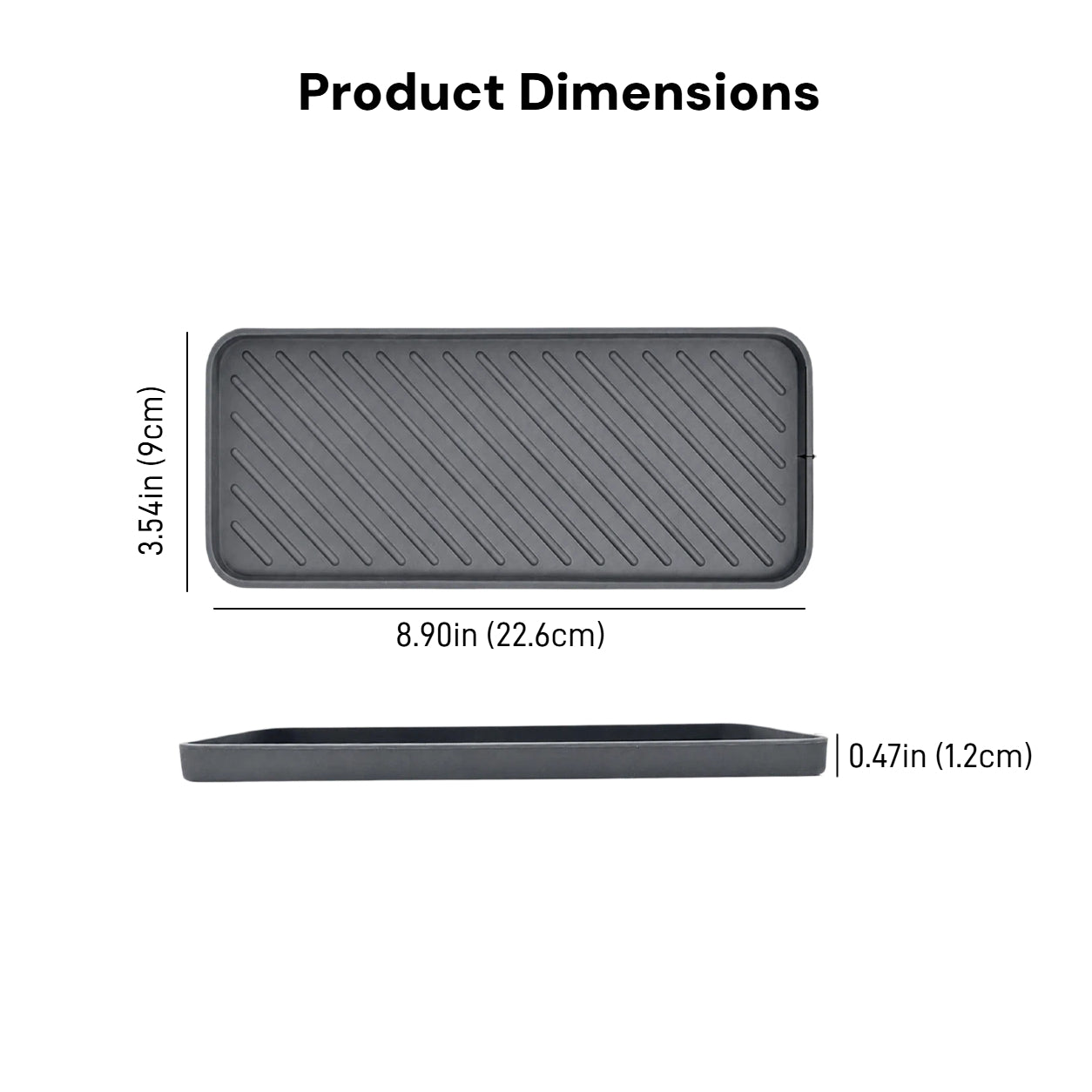Silicone drain tray dimensions 22.6cm x 9cm food grade silicone organizer tray