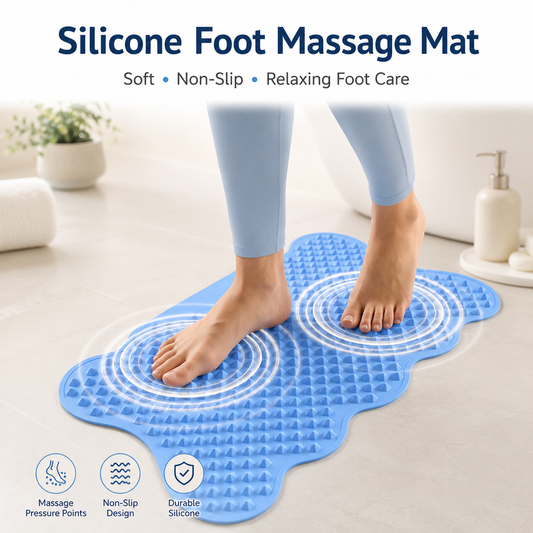 Silicone foot massage mat with non-slip textured surface for relaxing foot care and pressure point massage