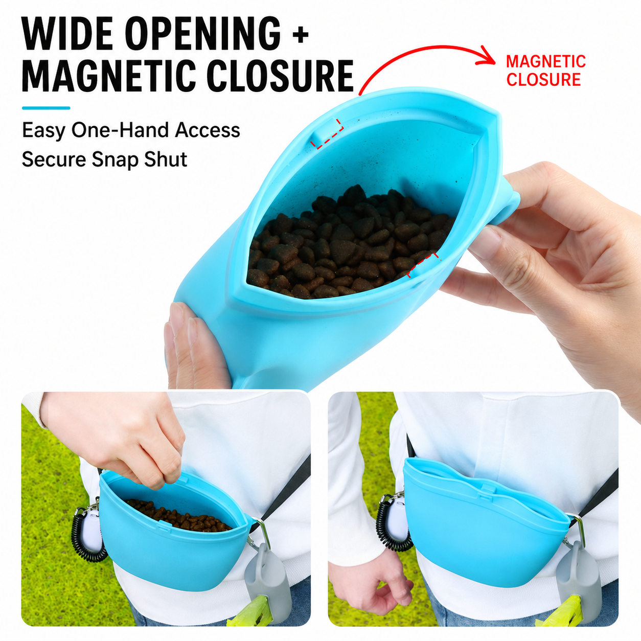 Silicone Pet Training Treat Pouch with Magnetic Closure