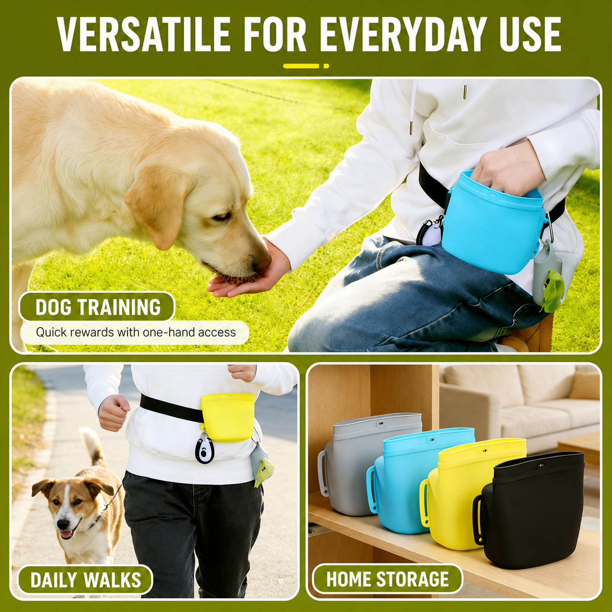 Silicone Pet Training Treat Pouch with Magnetic Closure
