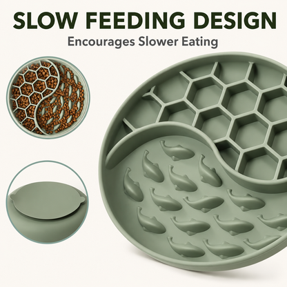 Silicone Slow Feeder Bowl for Dogs & Cats with Suction Base
