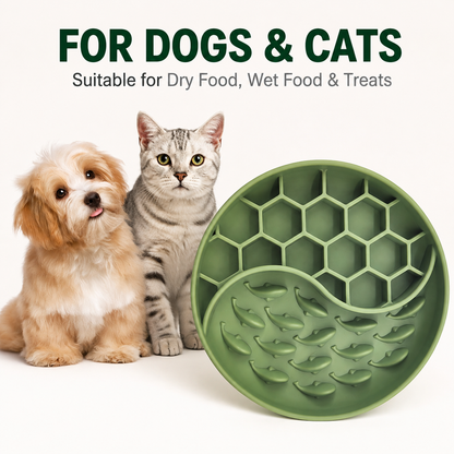 Silicone Slow Feeder Bowl for Dogs & Cats with Suction Base