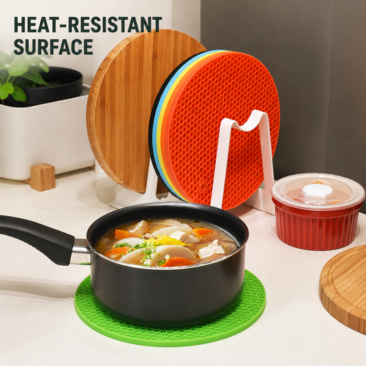Round Honeycomb Silicone Trivet Mat – Heat-Resistant Pot Holder