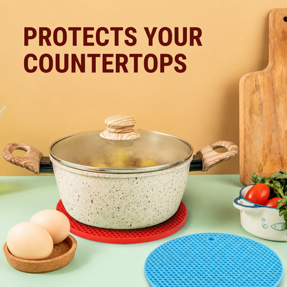 Round Honeycomb Silicone Trivet Mat – Heat-Resistant Pot Holder