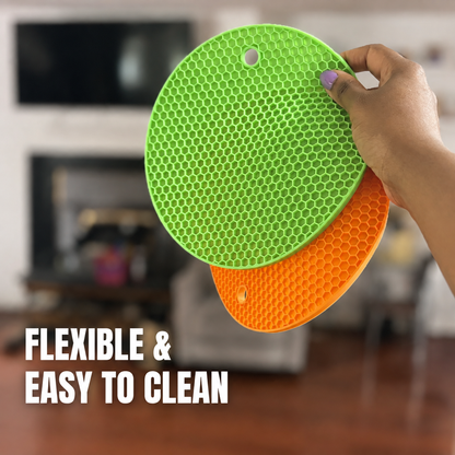 Round Honeycomb Silicone Trivet Mat – Heat-Resistant Pot Holder